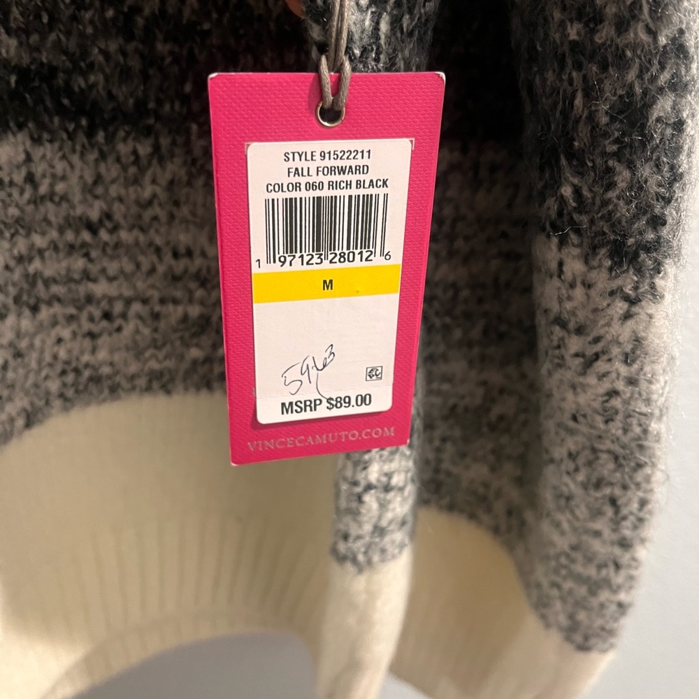Vince Camuto Fall Forward Rich Black Sweater Size M NWT - Picture 6 of 7